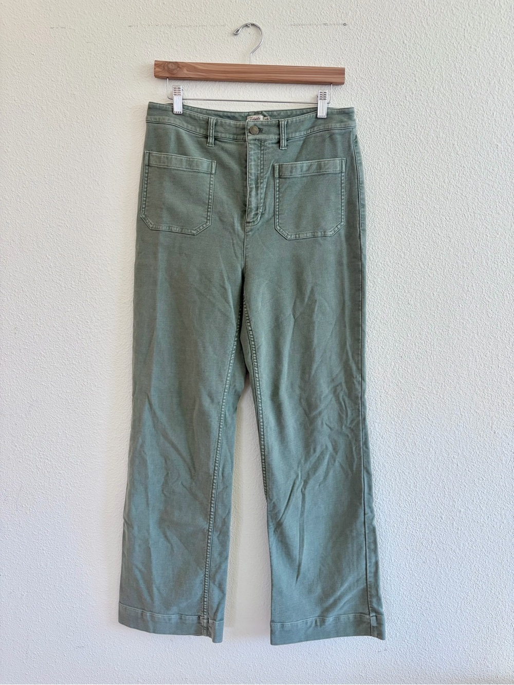 Faherty Olive-Green High-Rise Straight Pants